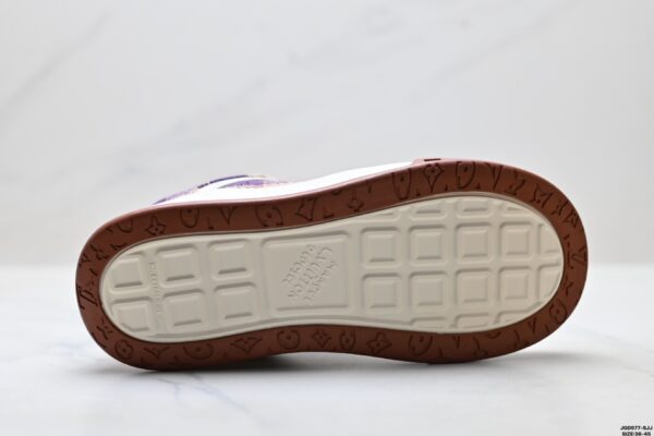 sy_no_73224DCE7DBBF62EF43F7F88DE8CE318_8 Louis Vuitton LV Groovy Purple & Beige Woven Damier Chunky Sneakers