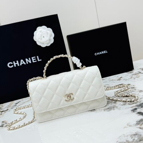 Chanel 26C Pearl Handle Bag – Grained Calfskin Leather with Gold Hardware