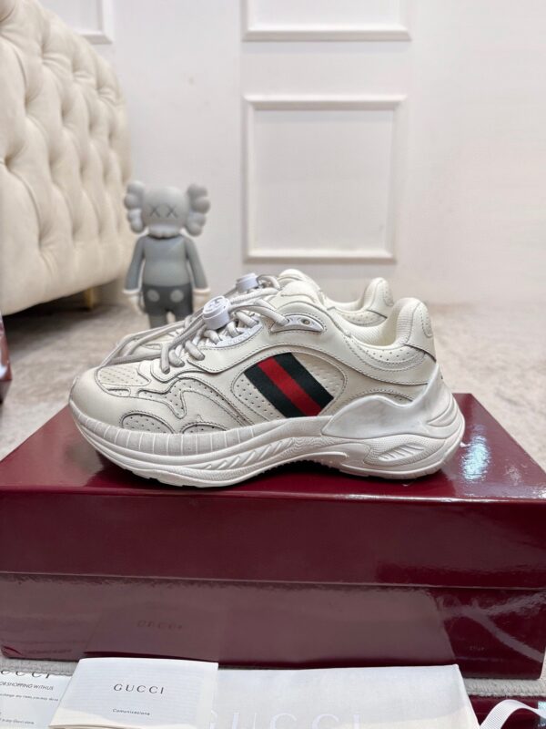 sy_no_758D454E6C3BE47B59908BDFA1652049_1 Gucci Tech/Retro Runner Sneaker in Off-White Leather with Web Stripe