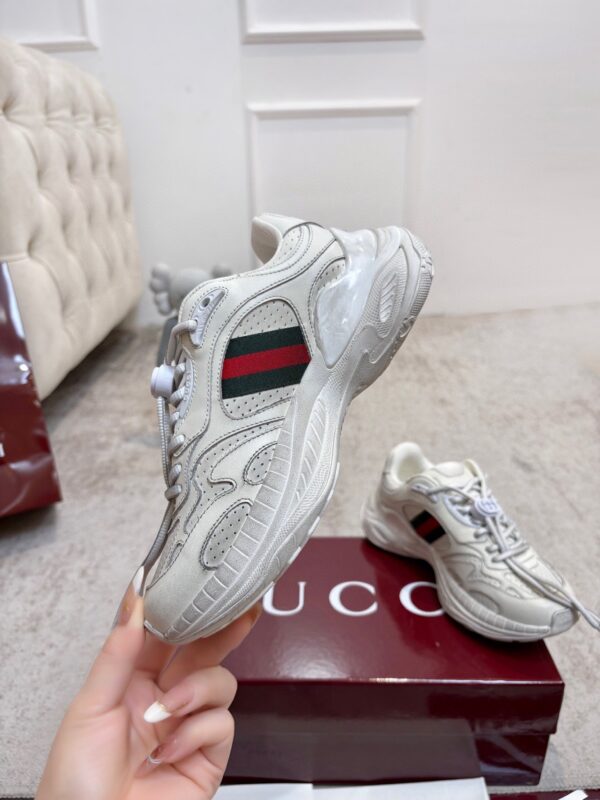 sy_no_758D454E6C3BE47B59908BDFA1652049_6 Gucci Tech/Retro Runner Sneaker in Off-White Leather with Web Stripe