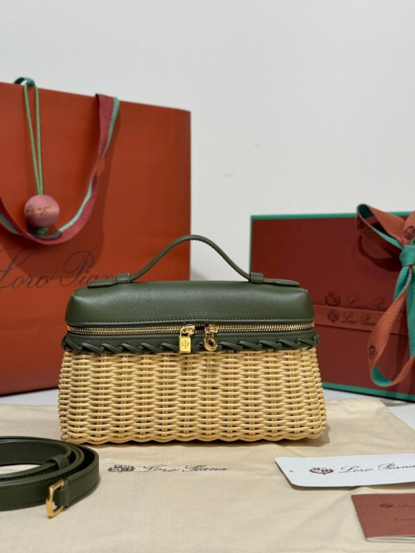 Loro Piana Extra Pocket L19 – Woven Leather Bag (Green)