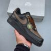 Nike Air Force 1 Low Custom – Black / Monogram Pattern & Metallic Chain Sneakers