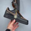 Nike Air Force 1 Low Custom – Black / Monogram Pattern & Metallic Chain Sneakers