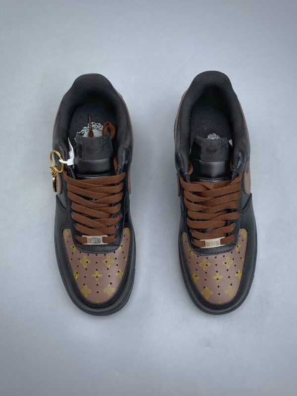 Nike Air Force 1 Low Custom – Black / Monogram Pattern & Metallic Chain Sneakers