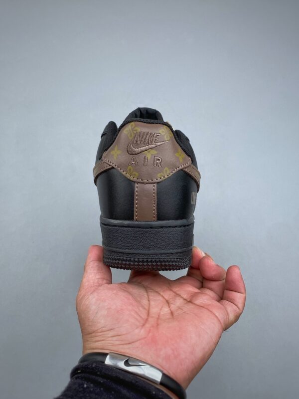 Nike Air Force 1 Low Custom – Black / Monogram Pattern & Metallic Chain Sneakers