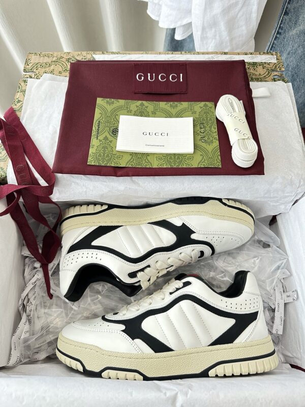 sy_no_777DF369D0ADB8D5F55D8B489BD13D14_1 Gucci B Leather Sneaker in White & Black