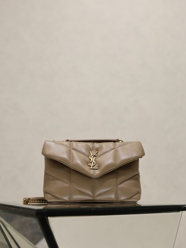 YSL Loulou Mini Double-Chain Bag – Khaki Lambskin