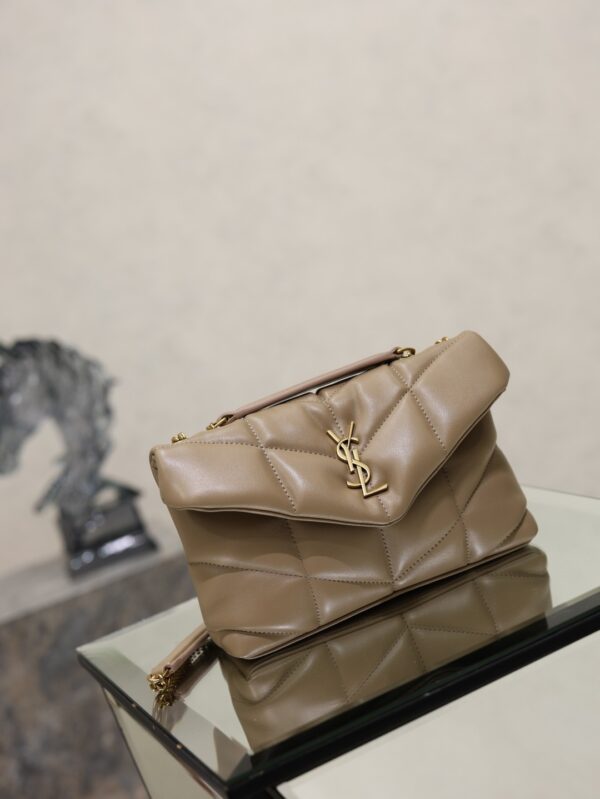 YSL Loulou Mini Double-Chain Bag – Khaki Lambskin