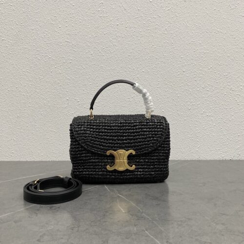 sy_no_7830124E9A1DEF584E68C5E33D32B35E_0 Triomphe Kelly Bag – Black Woven Raffia