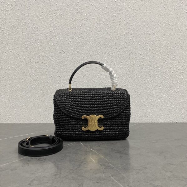 sy_no_7830124E9A1DEF584E68C5E33D32B35E_0 Triomphe Kelly Bag – Black Woven Raffia