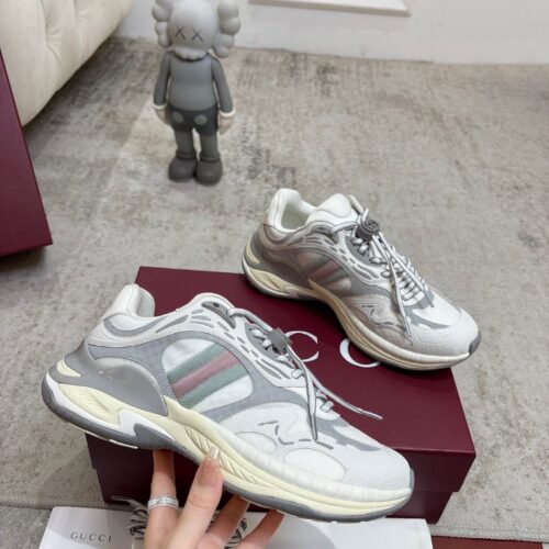 sy_no_78CFACCB0B1BCF995FF7E8E9C1C7E49D_0 Gucci Tech/Retro Runner Sneaker in White & Grey – Ivory / Silver