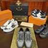 sy_no_798823F0030A69E6C19D44A289899F2F_0 Gray & Black Monogram-Inspired Mesh Running Sneakers