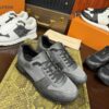 sy_no_798823F0030A69E6C19D44A289899F2F_1 Gray & Black Monogram-Inspired Mesh Running Sneakers