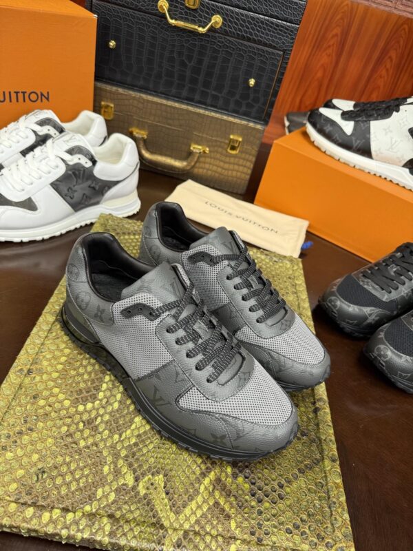 sy_no_798823F0030A69E6C19D44A289899F2F_1 Gray & Black Monogram-Inspired Mesh Running Sneakers