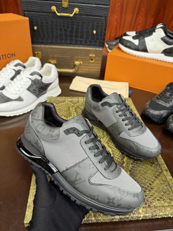 sy_no_798823F0030A69E6C19D44A289899F2F_2 Gray & Black Monogram-Inspired Mesh Running Sneakers