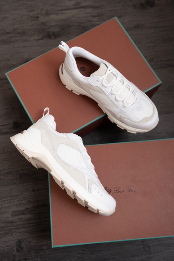 Loro Piana Weekend Walk Suede Sneakers in Warm White