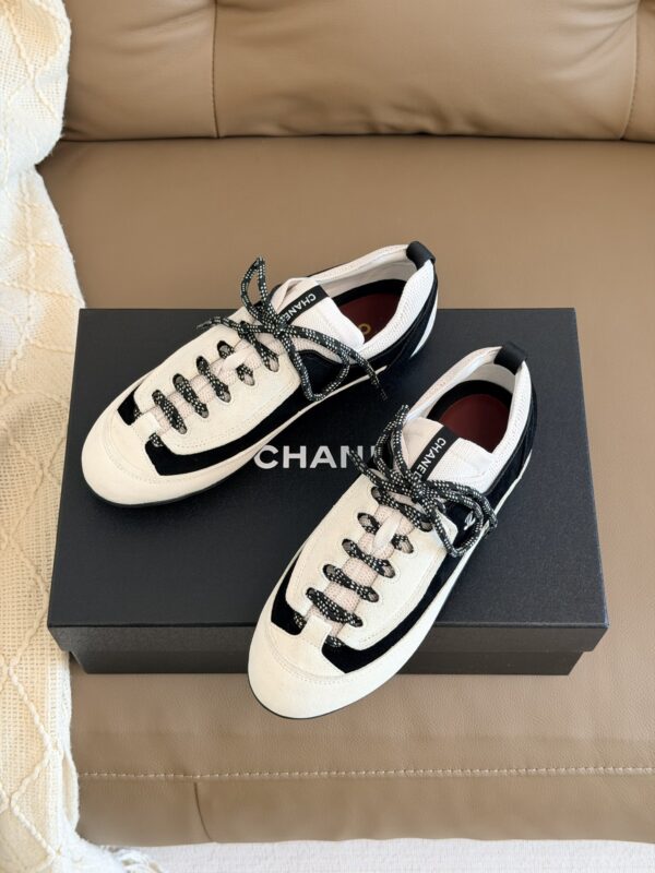 Chanel Retro Running Sneakers in Beige & Black