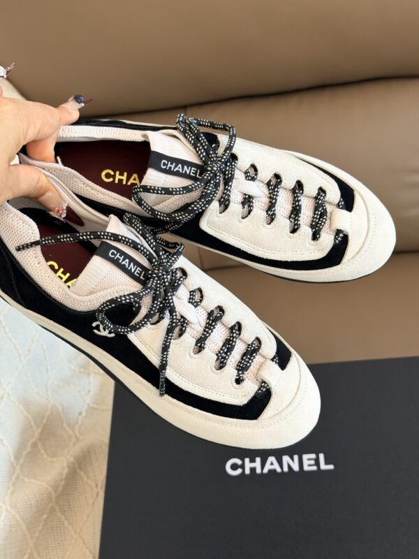 Chanel Retro Running Sneakers in Beige & Black
