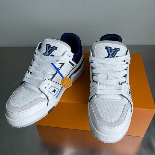 sy_no_7A7452159CE37A6C5E89140FA1701E40_1 Louis Vuitton LV Trainer White, Light Blue & Navy Retro Sneakers