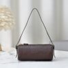 sy_no_7A7743F4D3B6CF09EA3B0A42134475BD_0 Chocolate Brown Leather Cylindrical Underarm Shoulder Bag