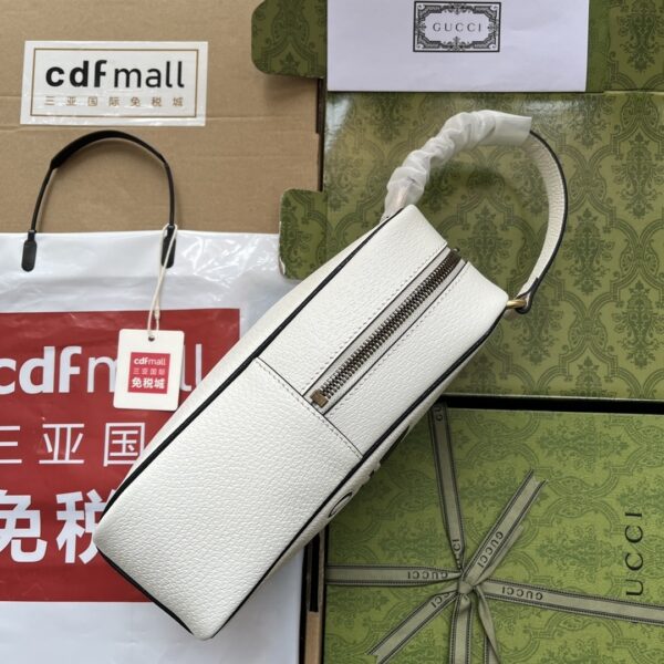 adidas x Gucci White Textured Leather Wash Bag / Toiletry Case
