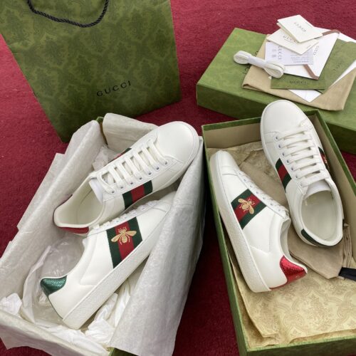 sy_no_7C5EF8585658DC318ECCD316AC68CB6F_0 Gucci Ace Embroidered Bee Sneaker in White Leather