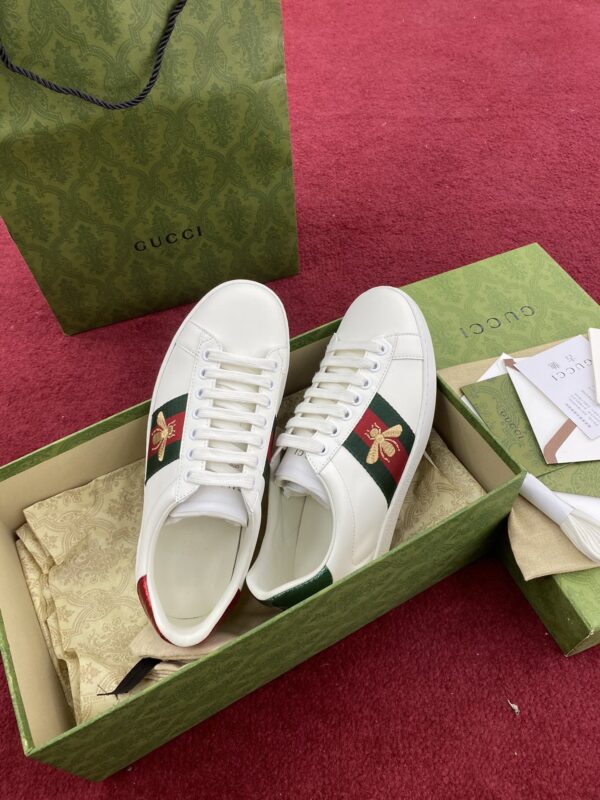 sy_no_7C5EF8585658DC318ECCD316AC68CB6F_3 Gucci Ace Embroidered Bee Sneaker in White Leather