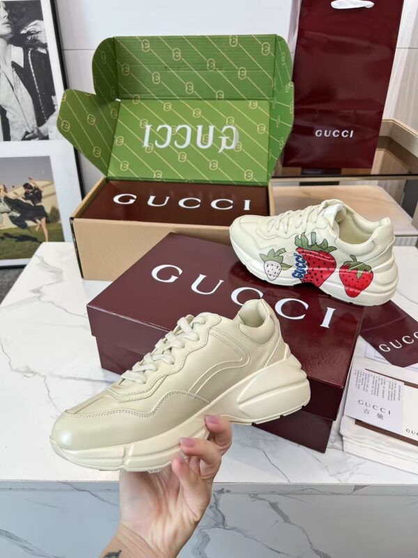 sy_no_7D161DF7AA7A623F2328F48727E82C49_5 Gucci Rhyton Strawberry Print Sneaker in Ivory Leather