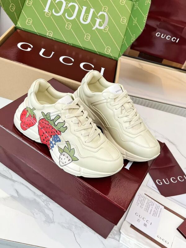sy_no_7D161DF7AA7A623F2328F48727E82C49_6 Gucci Rhyton Strawberry Print Sneaker in Ivory Leather