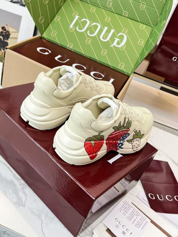 sy_no_7D161DF7AA7A623F2328F48727E82C49_8 Gucci Rhyton Strawberry Print Sneaker in Ivory Leather