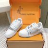 sy_no_7D8514381C7CBC7806C117F04B77DE69_1 Louis Vuitton LV Trainer White / Ice Blue Stitching Sneakers