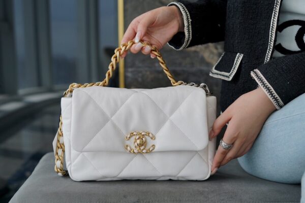 White Quilted Chain-Handle Flap Bag