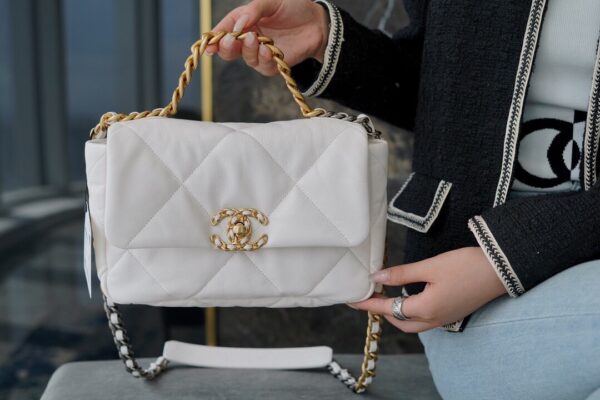 White Quilted Chain-Handle Flap Bag