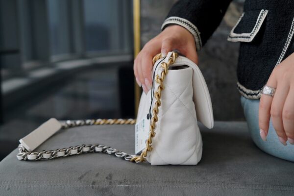 White Quilted Chain-Handle Flap Bag