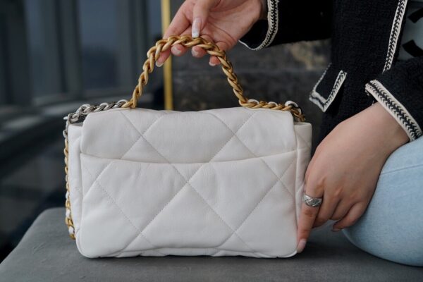 White Quilted Chain-Handle Flap Bag