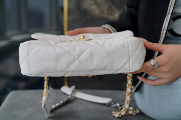 White Quilted Chain-Handle Flap Bag