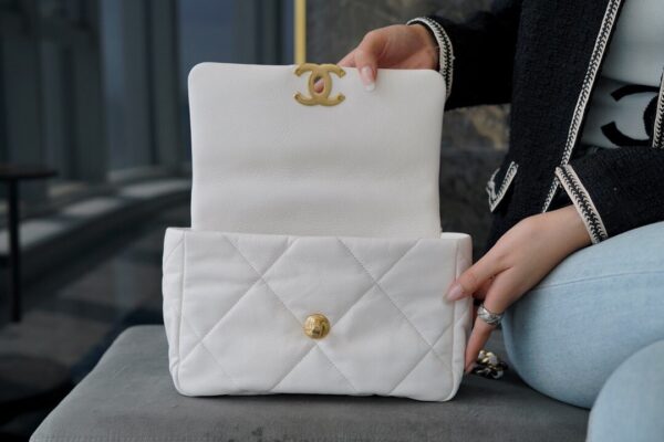 White Quilted Chain-Handle Flap Bag