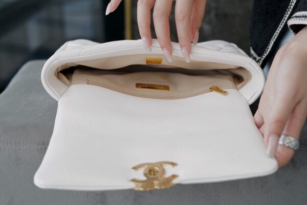 White Quilted Chain-Handle Flap Bag
