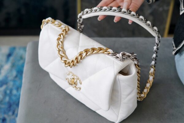 White Quilted Chain-Handle Flap Bag