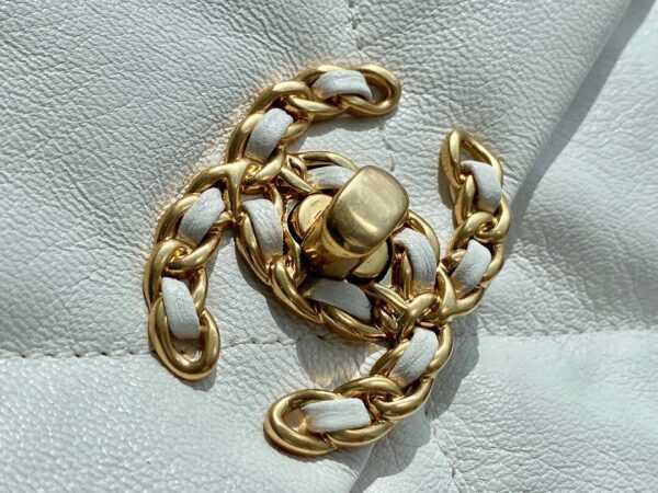 White Quilted Chain-Handle Flap Bag