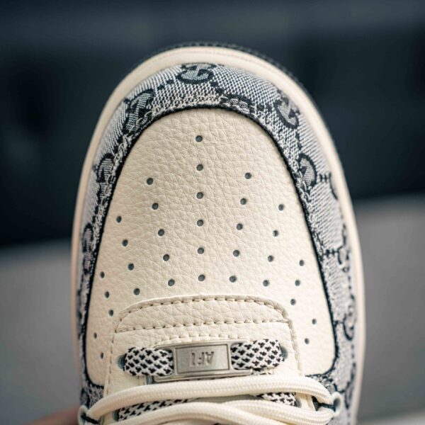 sy_no_7ED53A20BA171D0800510E5F8D2950D6_5 Nike Air Force 1 Low x Gucci Custom – Sail / Black Grey Monogram / Red
