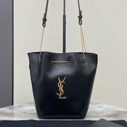 sy_no_7F074CDA1A1FFF1A05F930528B8D5828_0 YSL Pochon Mini Bucket Bag – Black Lambskin & Antique Gold
