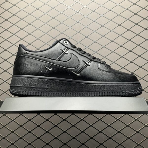 sy_no_7F31180DF1AE26DA7DE46869E5B79B27_2 Nike Air Force 1 Low '07 LX "Multi Metallic Swoosh" – Triple Black Metallic Accent Sneakers