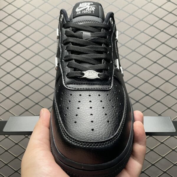 sy_no_7F31180DF1AE26DA7DE46869E5B79B27_8 Nike Air Force 1 Low '07 LX "Multi Metallic Swoosh" – Triple Black Metallic Accent Sneakers