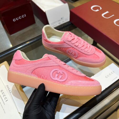 sy_no_7F3161D3094E5D787C8357C379FF23FA_0 Gucci B Sneaker in Pink GG Canvas & Suede