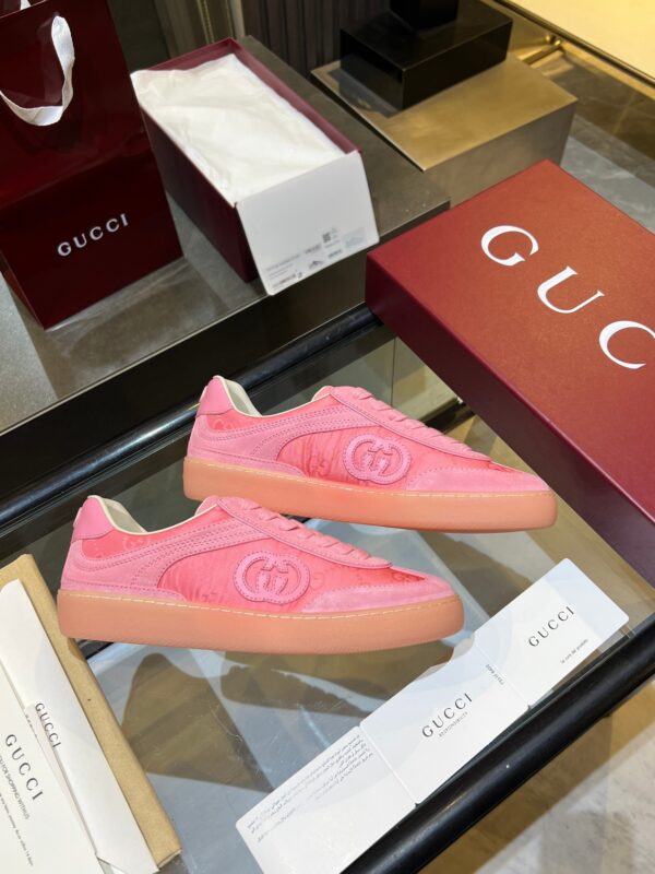 sy_no_7F3161D3094E5D787C8357C379FF23FA_1 Gucci B Sneaker in Pink GG Canvas & Suede