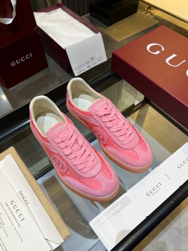 sy_no_7F3161D3094E5D787C8357C379FF23FA_6 Gucci B Sneaker in Pink GG Canvas & Suede