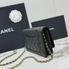 sy_no_7F9F1F7AAFB87273B555522F185EDB92_1 Black Quilted Textured Calfskin WOC Chain Wallet