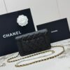 sy_no_7F9F1F7AAFB87273B555522F185EDB92_2 Black Quilted Textured Calfskin WOC Chain Wallet