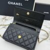 sy_no_7F9F1F7AAFB87273B555522F185EDB92_6 Black Quilted Textured Calfskin WOC Chain Wallet